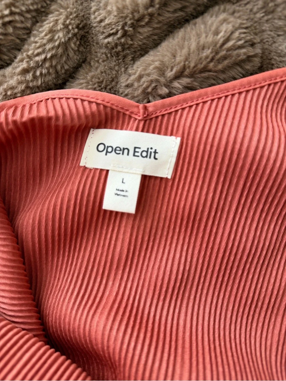 Open Edit Pleated Slip Midi Dress Redwood Rust NWOT Large